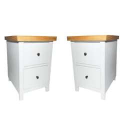 SET VELADORES DORMITORIO BARI 2 CAJONES BLANCO MADERA RUSTICO