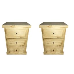 SET VELADORES DORMITORIO CATANIA 3 CAJONES MADERA NATURAL