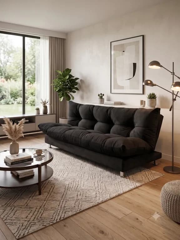 SOFA CAMA GLOBO NEGRO FELPA Negro
