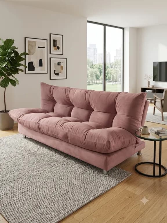 SOFA CAMA GLOBO PALO ROSA FELPA Rosado claro