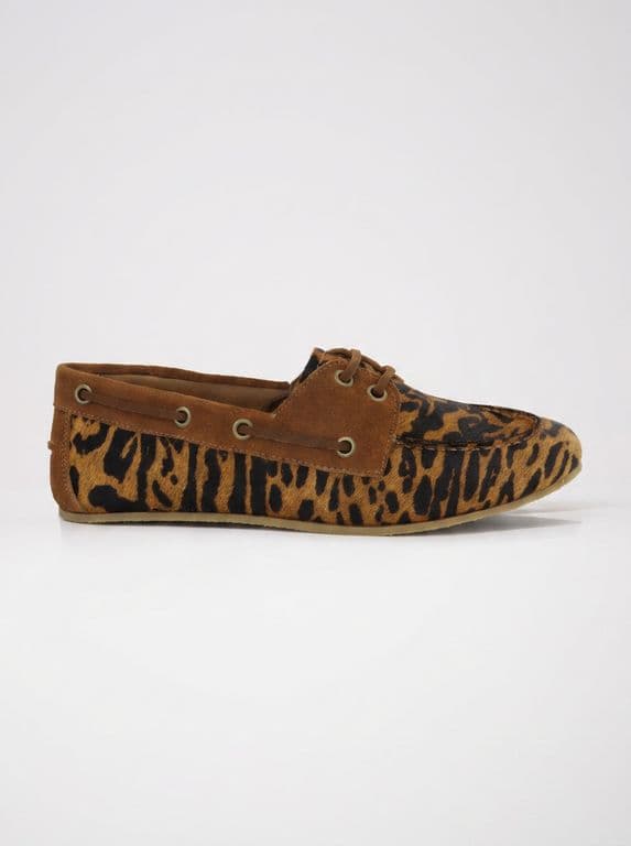 Mocasin Cuero Mujer Aria Leopardo Cafe 35