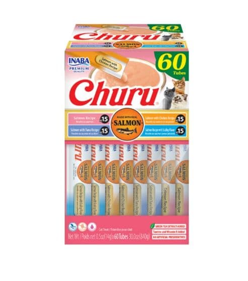 PACK 60 TUBOS CHURU GATO VARIEDADES SALMON