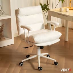 Silla De Escritorio Emilia Pro Ergonomica Cuero Pu Color Blanco