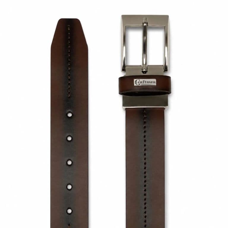 Cinturon Cuero Premium Lombardo Hebilla Ajustable Cafe M