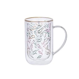 Mug Bhoro Doble Vidrio Color Leaves 470 ml