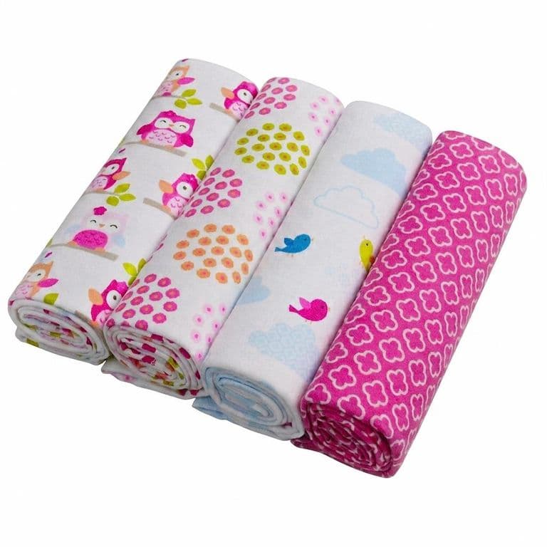 Set 4 Tutos Bebe Franela 100% Algodon Animales Rosa -