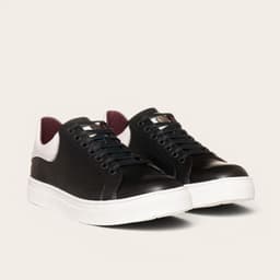 Zapatilla Alexander de Cuero Natural Nevado - Negra/Blanca Blanco 40