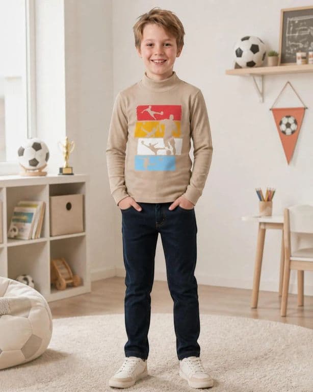 Beatle Nino Estampado Futbol Beige 4
