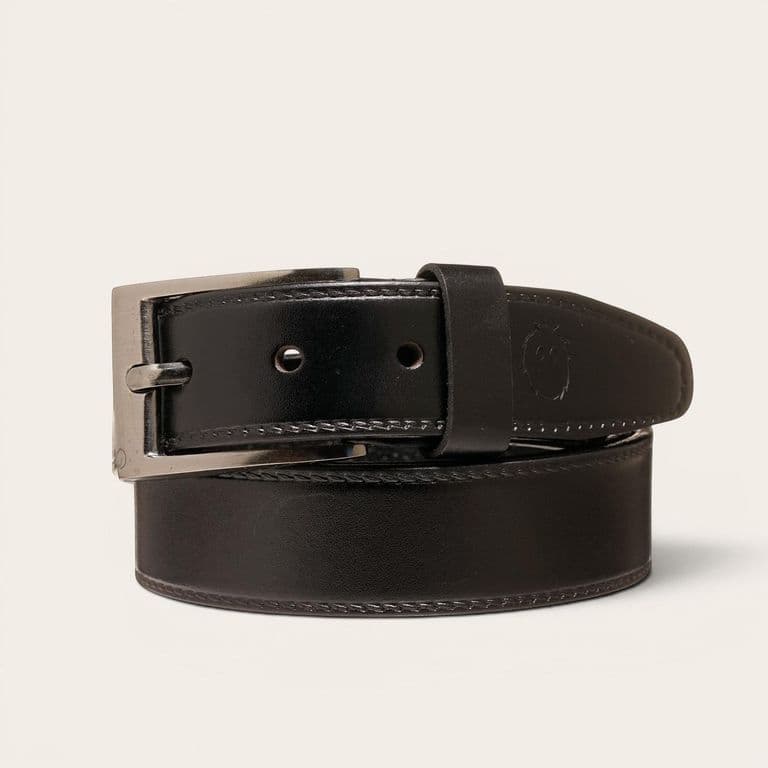 Cinturon Clasico de Cuero con Costura Olmo - Negro Negro 105