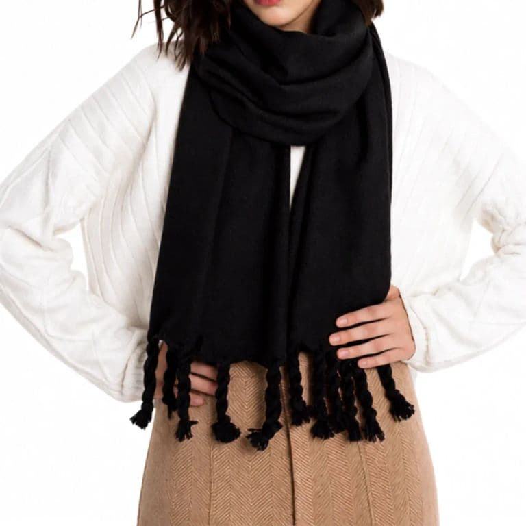 Maxi Bufanda Rectangular Lisa Beige Negro TALLA UNICA