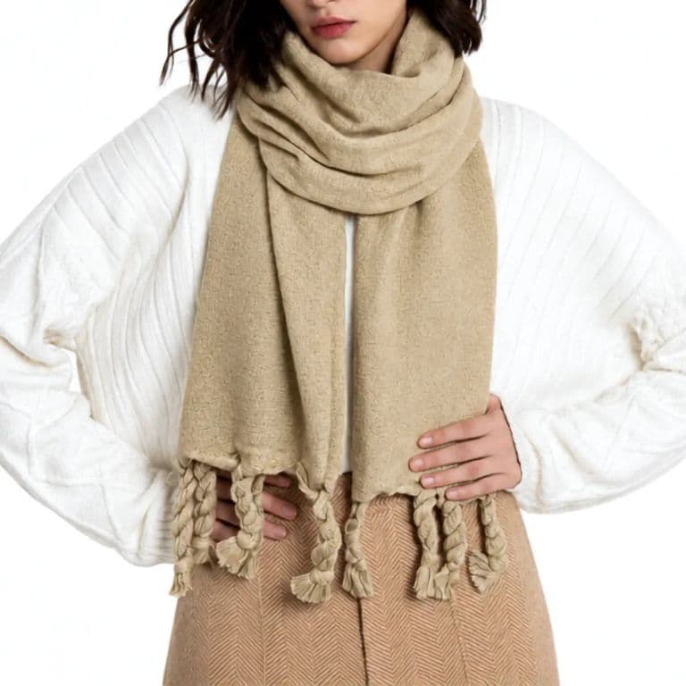 Maxi Bufanda Rectangular Lisa Beige Beige TALLA UNICA