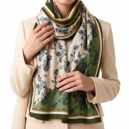 Panuelo Estampado Beige-Verde Beige TALLA UNICA