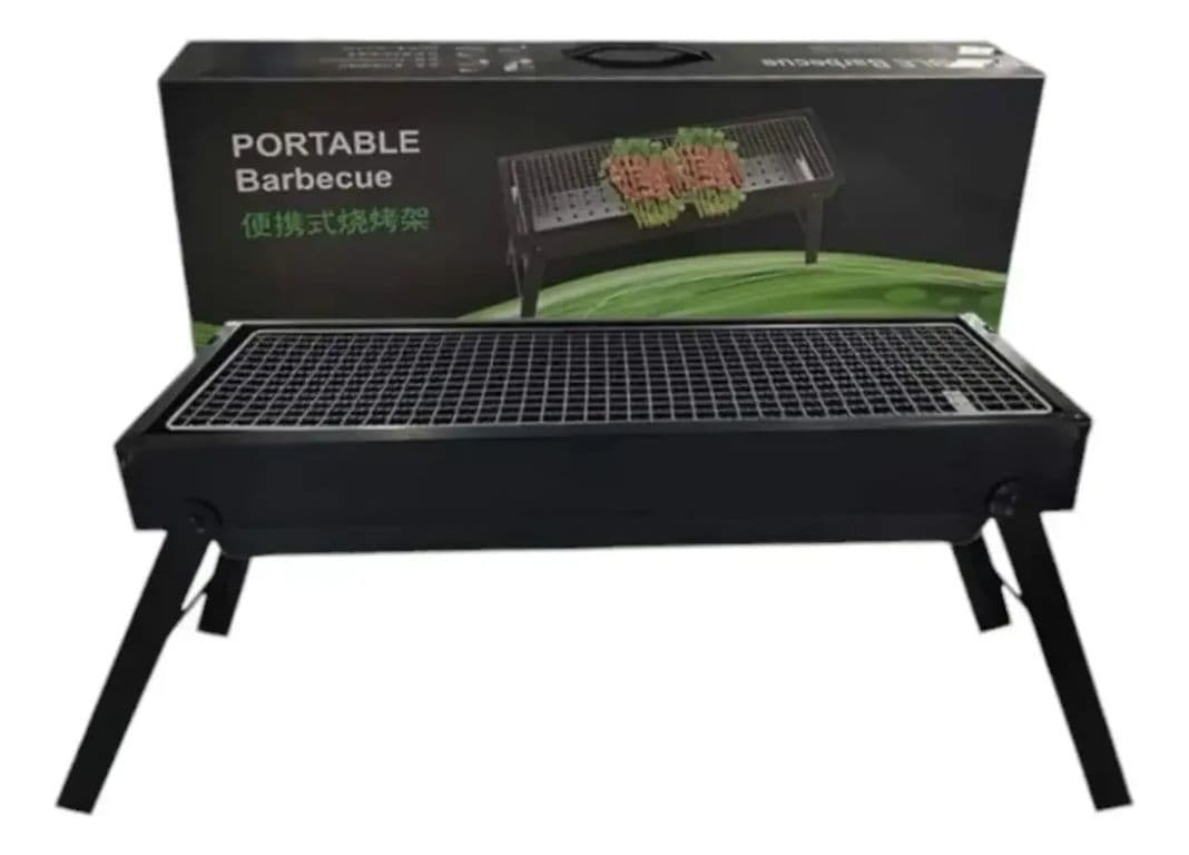 Parrilla Carbon Movil 60cm Acero Inox Plegable Fiestas