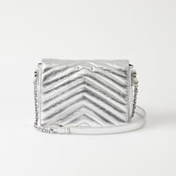 Cartera Cuero Cruzada Milan Silver Plateado TALLA UNICA