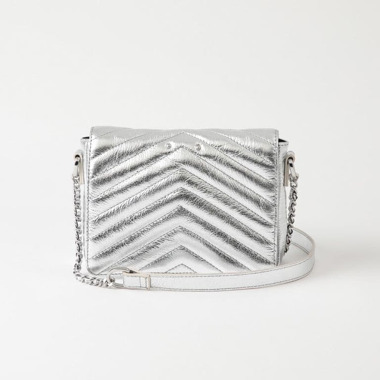 Cartera Cuero Cruzada Milan Silver Plateado TALLA UNICA