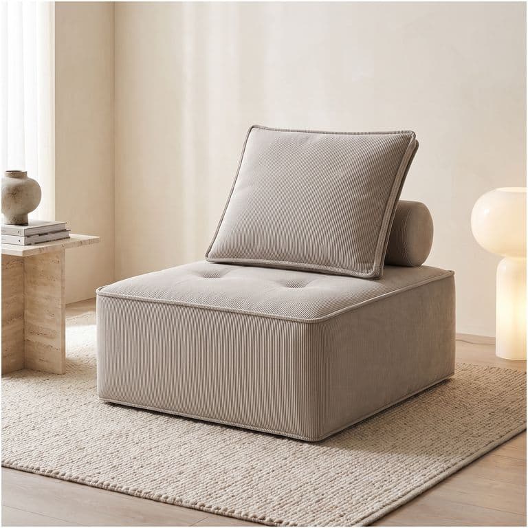 Sofa Lucia Modular Individual 85x85x85 Cm Sin Brazos Rayado Beige