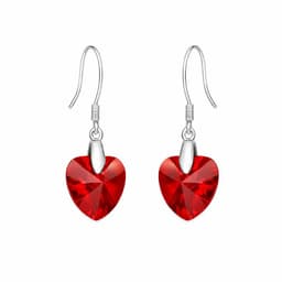 Aros Cristal Austriaco Corazon Rojo Plata Ley 925 Rojo TALLA UNICA