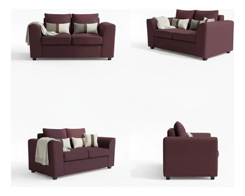 Sofa Esencia 2 Cuerpos Tela Burdeos