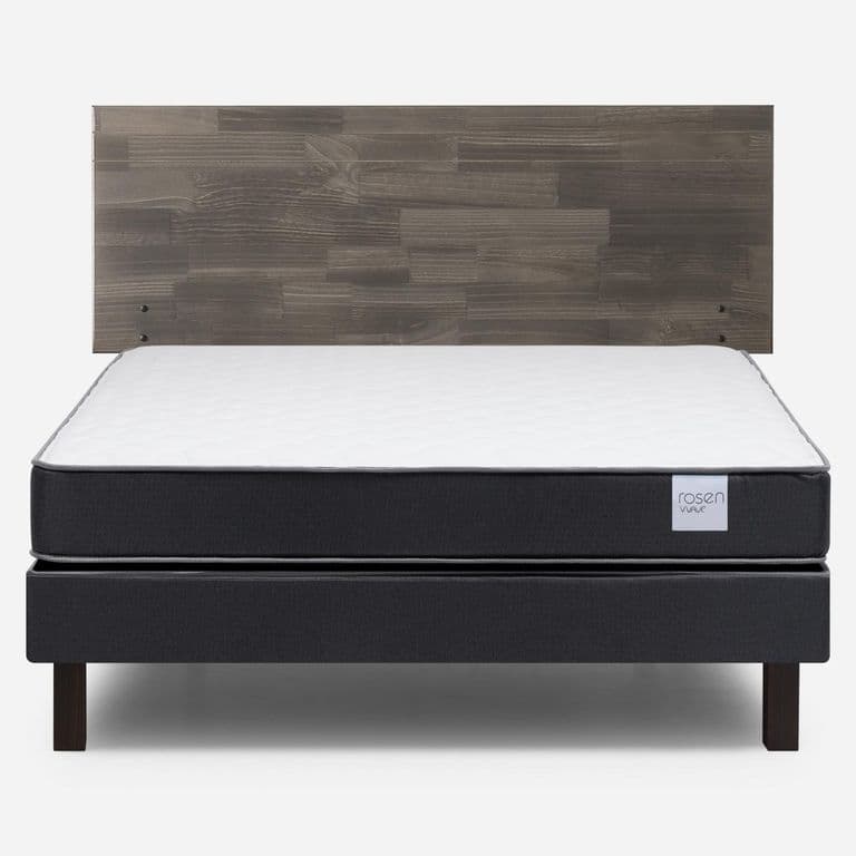 Cama Europea Wave 2 Plazas x 1.90 mt Base Normal + Respaldo Tabor Grafito