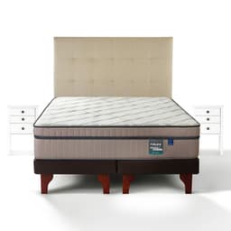 Cama Europea Maximo Cobre 2 Plazas x 2.00mt Base Dividida + Respaldo + 2 Veladores Design Crudo