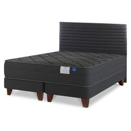 Cama Europea Black King x 2.00mt Base Dividida + Respaldo Modern