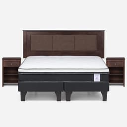 Cama Europea New Style 6 King x 2.00 mt Base Dividida + Respaldo + 2 Veladores Rachel Chocolate