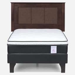 Cama Europea New Style 6 1.5 Plazas x 2.00 mt + Respaldo Rachel Chocolate