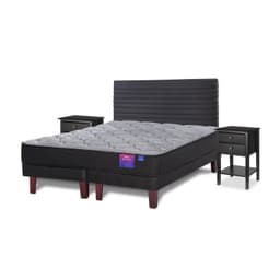 Cama Europea Therapedic Plus 2 Plazas x 2.00mt Base Dividida + Respaldo + 2 Veladores Modern