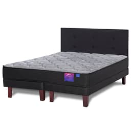 Cama Europea Therapedic Plus 2 Plazas x 2.00mt Base Dividida + Respaldo Royal Negro