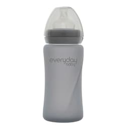 Mamadera De Vidrio Con Recubrimiento De Silicona Healthy 240ml Gris
