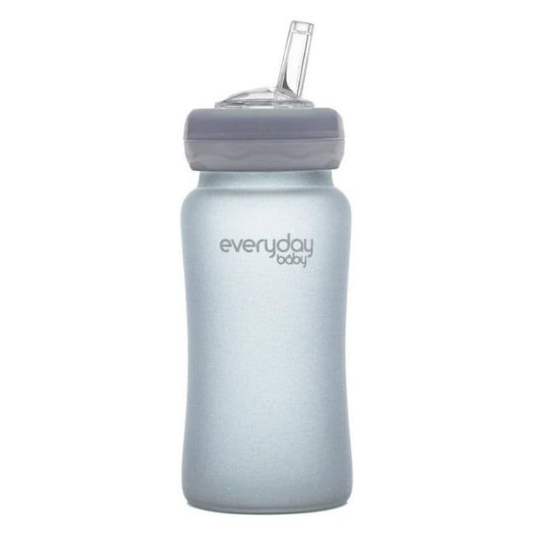 Mamadera De Vidrio Recubierto De Silicona Con Bombilla 240ml Gris