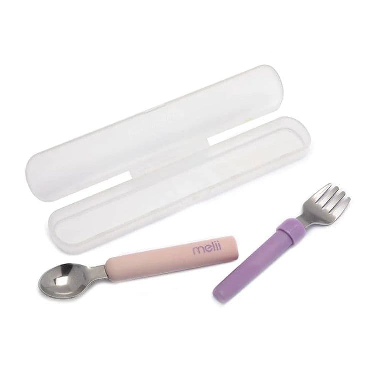 Set Cuchara Y Tenedor Desmontable Rosado Morado