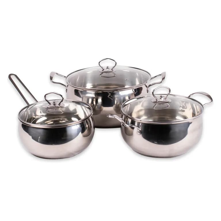 Bateria Acero Inoxidable 6 Piezas C/Tapa Vidrio Amsterdam