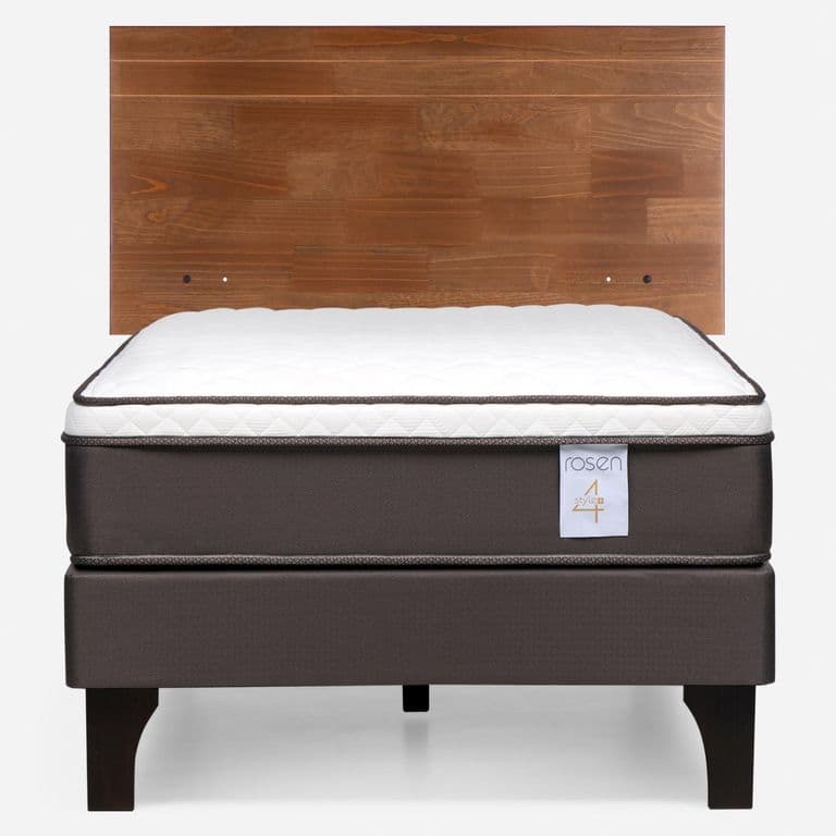 Cama Europea New Style 4 Plus Plus 1.5 Plazas x 2.00 mt + Respaldo Tabor Caramelo