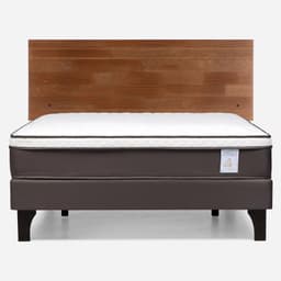 Cama Europea New Style 4 Plus Plus 2 Plazas x 2.00 mt Base Normal + Respaldo Tabor Caramelo