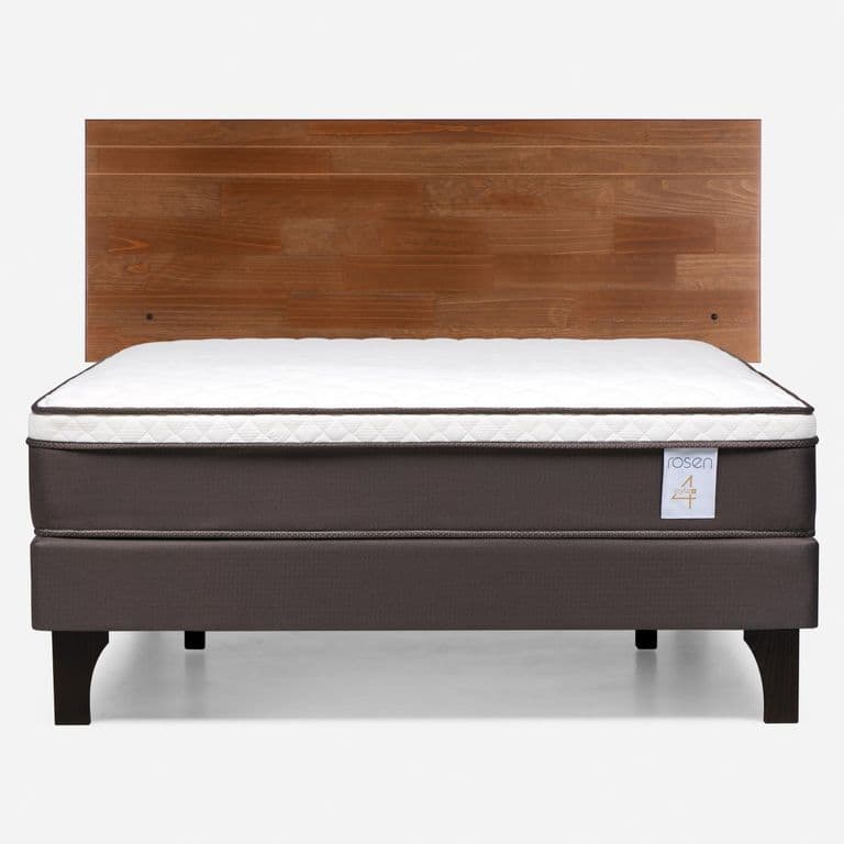 Cama Europea New Style 4 Plus Plus 2 Plazas x 2.00 mt Base Normal + Respaldo Tabor Caramelo