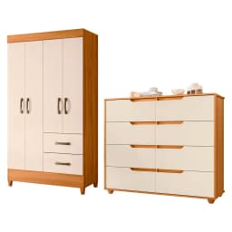 Combo Closet 4 Puertas + Comoda Doble Beige