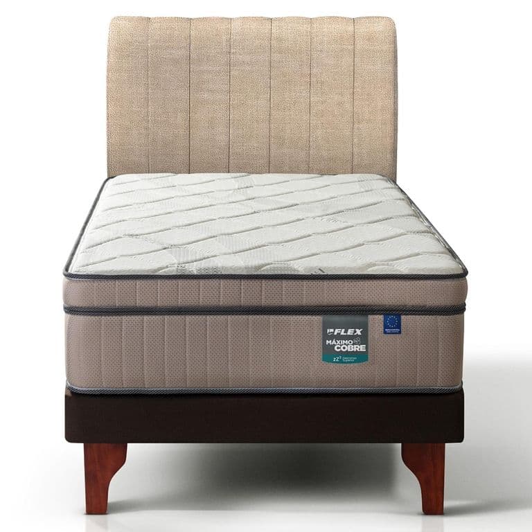 Cama Europea Maximo Cobre 1.5 Plazas x 2.00mt + Respaldo Tubular