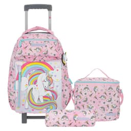 New Run Pack Mochila Con Ruedas + Lonchera + Estuche 4Xt Unisex Rosado