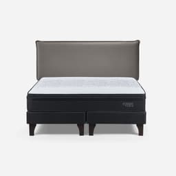 Cama Europea Tempo 2 Plazas x 2.00mt Base Dividida + Respaldo Maurice Gris