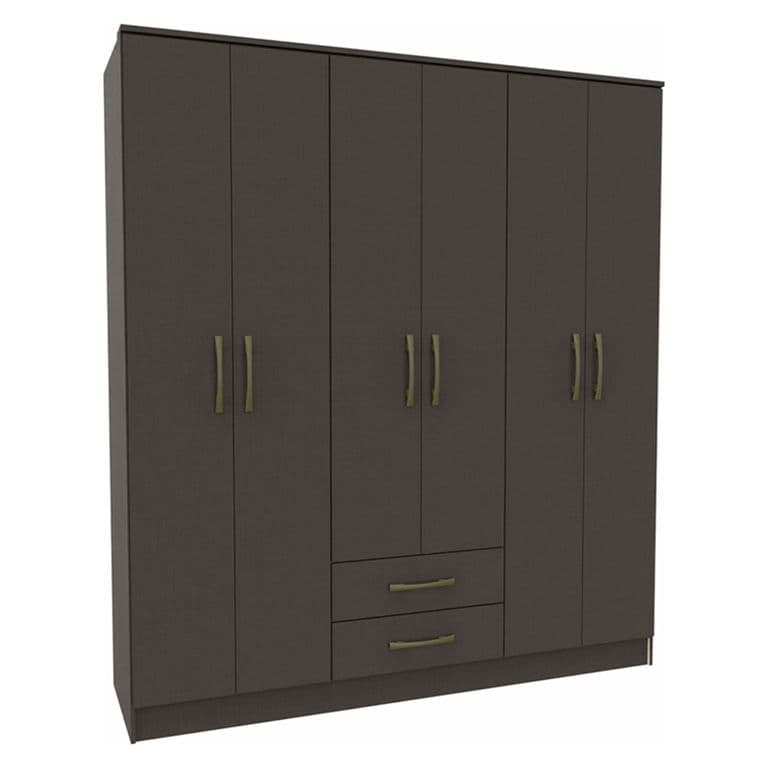 Closet Pequim 6 Puertas 2 Cajones Negro