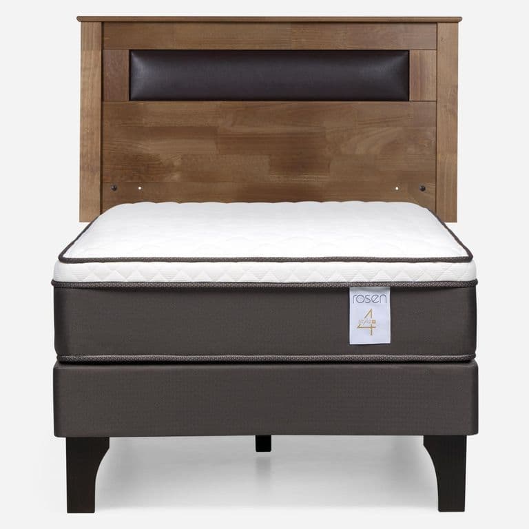 Cama Europea New Style 4 Plus Plus 1.5 Plazas x 2.00 mt + Respaldo Ferrara Taffy
