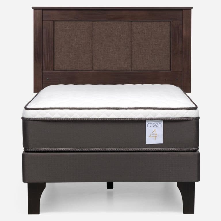 Cama Europea New Style 4 Plus Plus 1.5 Plazas x 2.00 mt + Respaldo Rachel Chocolate