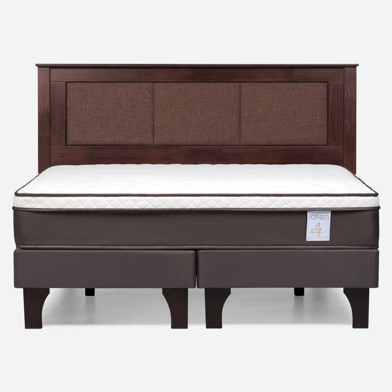 Cama Europea New Style 4 Plus Plus King x 2.00 mt Base Dividida + Respaldo Rachel Chocolate