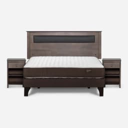 Cama Europea New Ergo T 2 Plazas x 2.00 mt Base Normal + Respaldo + 2 Veladores Ferrara Gris