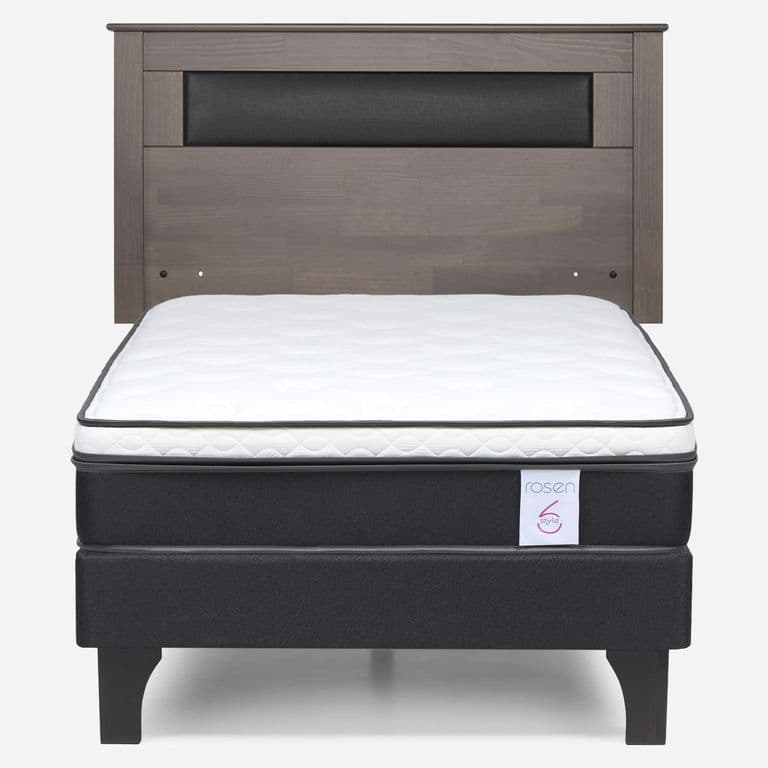 Cama Europea New Style 6 1 Plaza x 2.00 mt + Respaldo Ferrara Gris