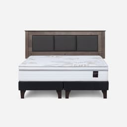 Cama Europea Art 4 King x 2.00mt Base Dividida + Respaldo Rachel Gris