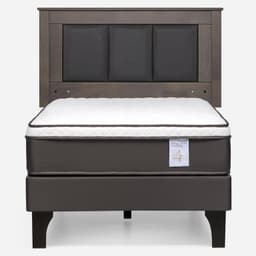 Cama Europea New Style 4 Plus Plus 1 Plaza x 2.00 mt + Respaldo Rachel Gris