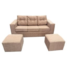 Sofa 3 Cuerpos Nize 2 Pouf Tela Beige