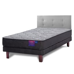 Cama Europea Therapedic Plus 1.5 Plazas x 2.00mt + Respaldo Royal Gris